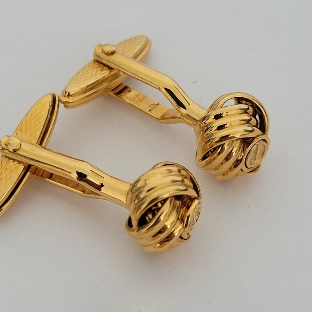 Dunhill Mens Gold Tone Knot Cufflinks and Tie Tac Set Vintage Accessory